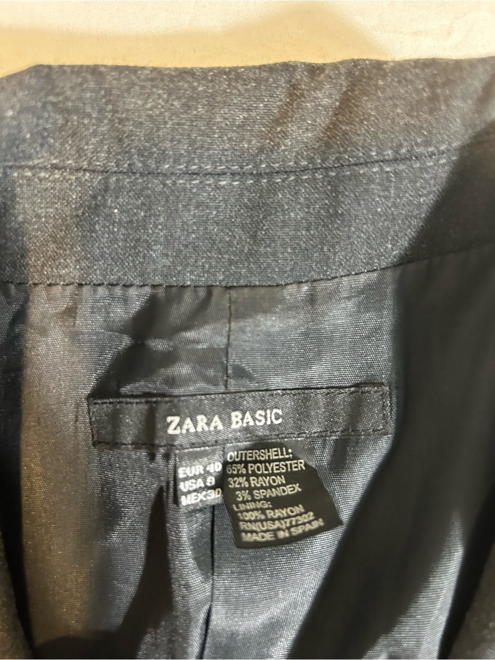 Zara Dark Charcoal Single-Button Women's Blazer Size M(8) - Picture 4 of 6